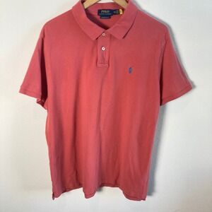 Polo Ralph Lauren Mens XXL Red Coral Preppy Slim Fit Short Sleeve Polo Shirt